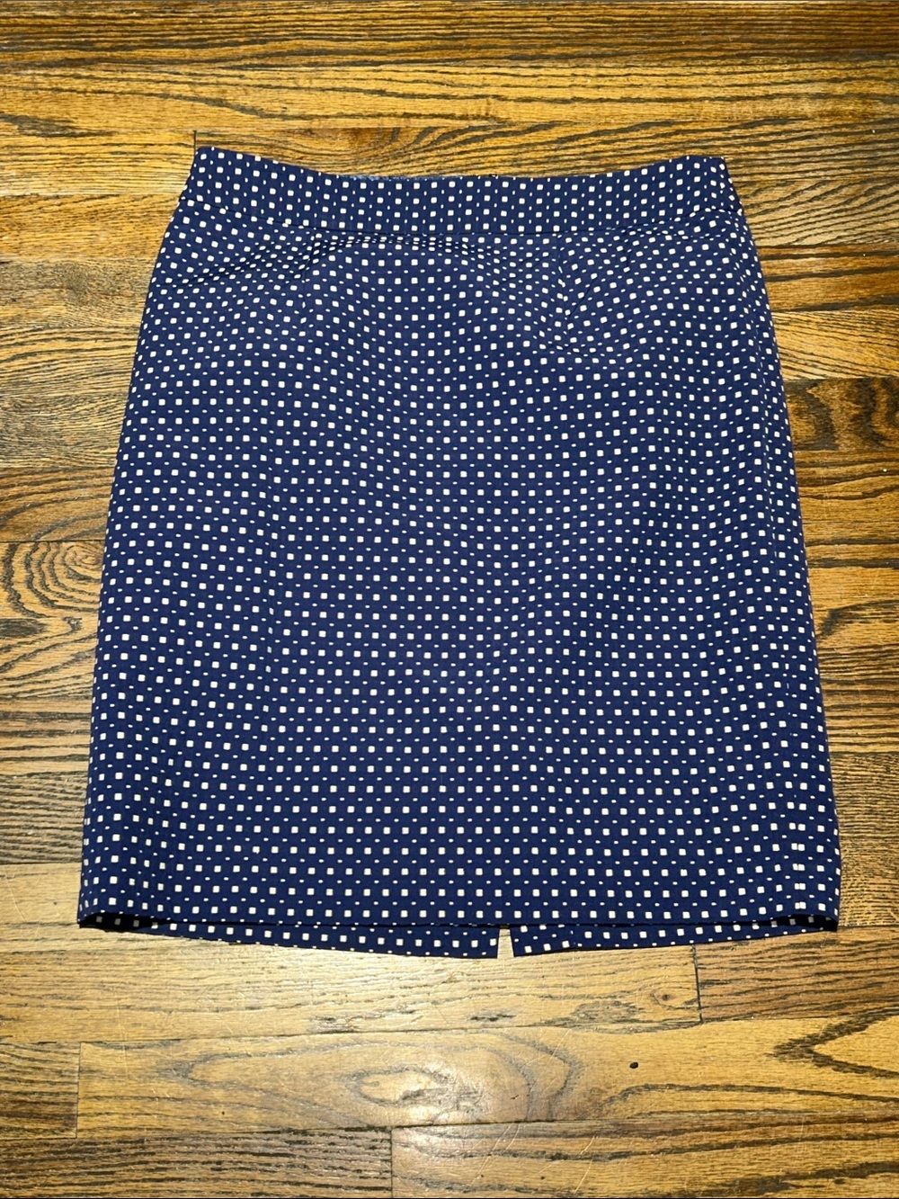 Banana Republic Navy and White Square Polka Dot Pencil Skirt
